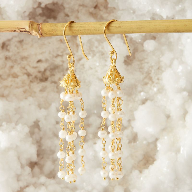 Seed Pearl Tassel Earrings