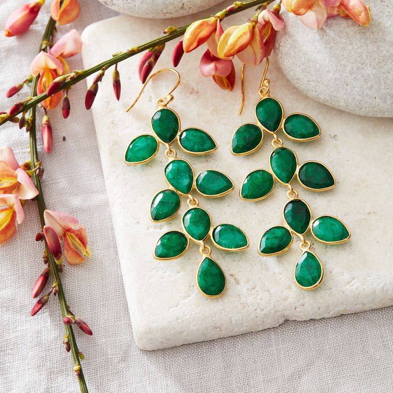 Emerald Multistone Gold Earrings