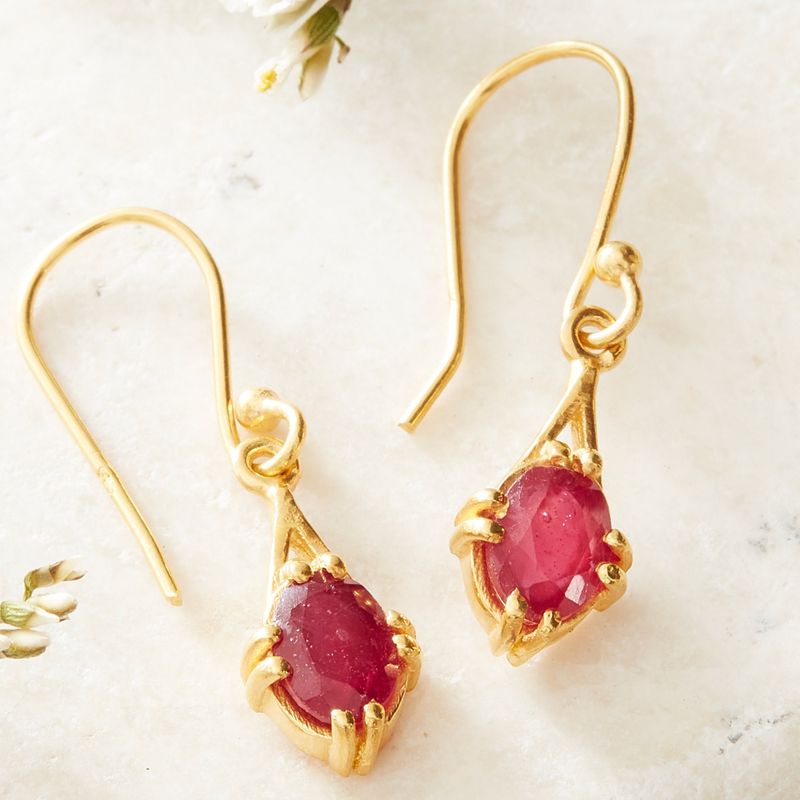Ruby and Gold Drop Earrings
