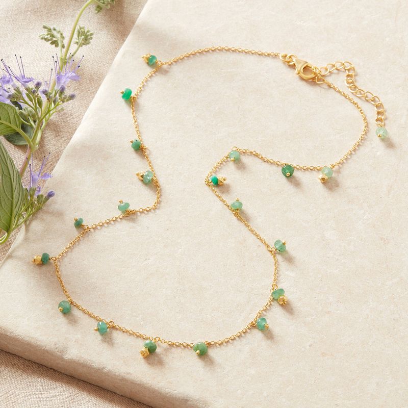 Emerald Beaded Short Chain Necklace