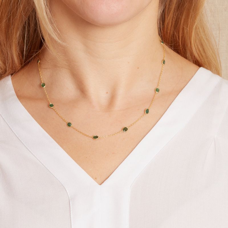 Emerald and Gold Chain Necklace
