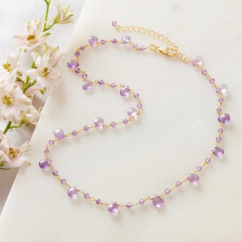 Amethyst Bead Short Chain Necklace