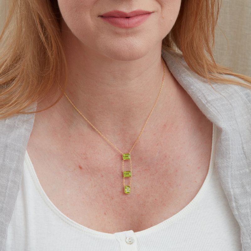 Green Peridot and Gold Necklace