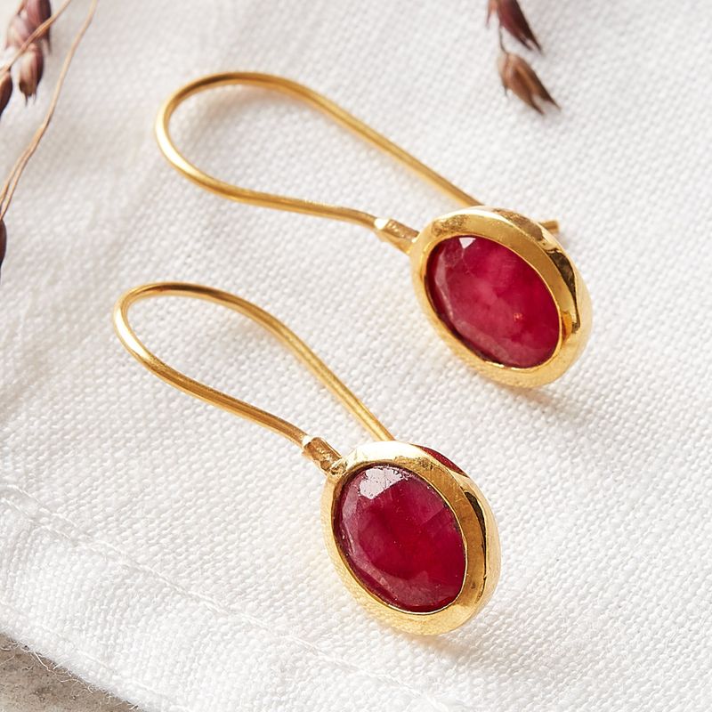 Ruby Oval Drop Earrings