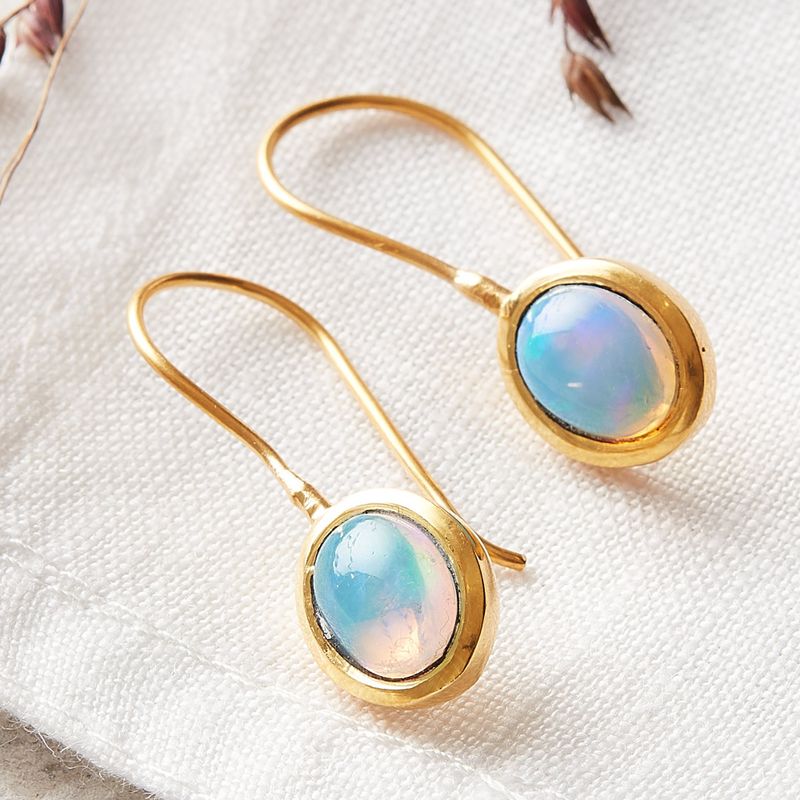 Opal Oval Drop Earrings