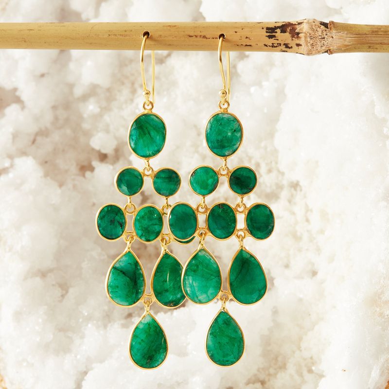 Emerald and Gold Drop Earrings