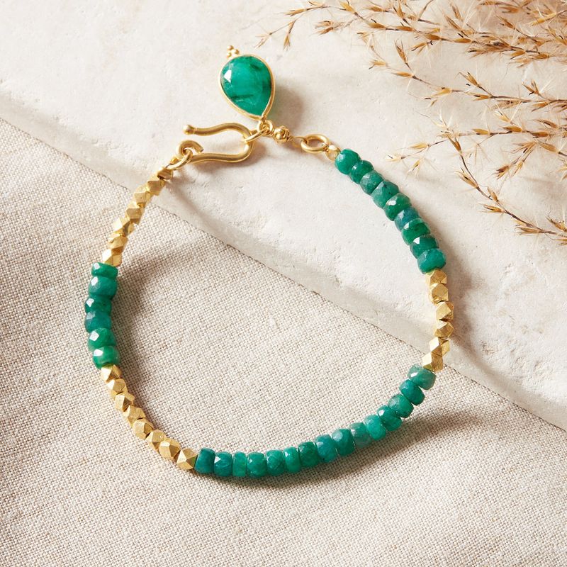 Emerald Beaded Gold Bracelet
