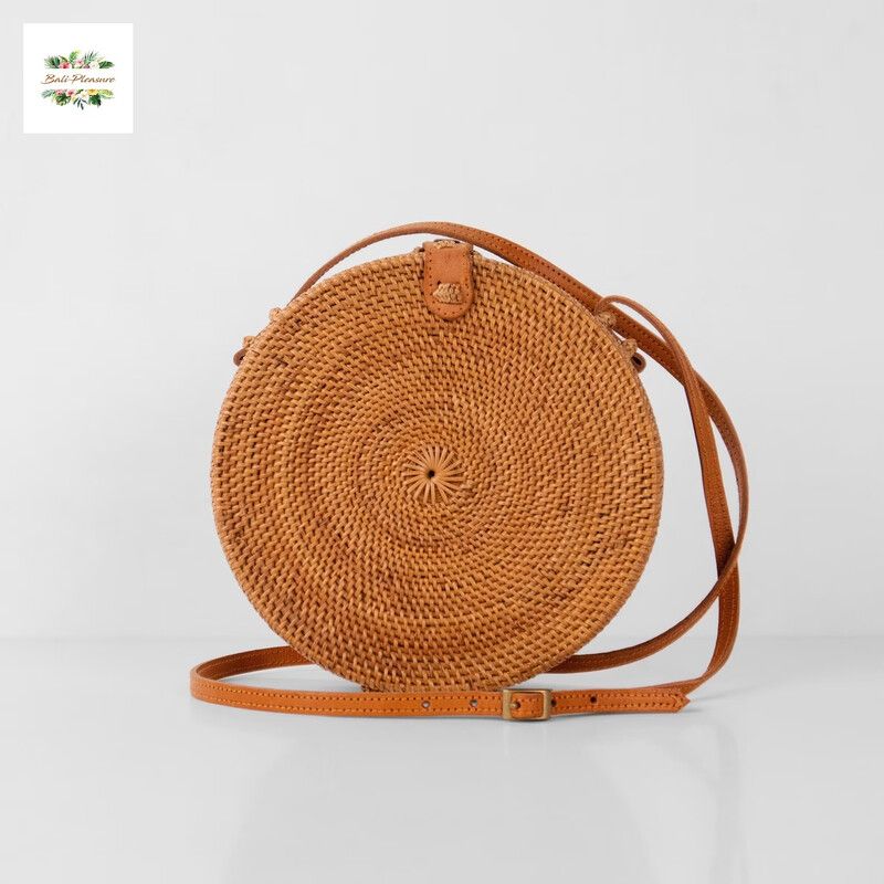 Natural Bali Bag With Leather Strap