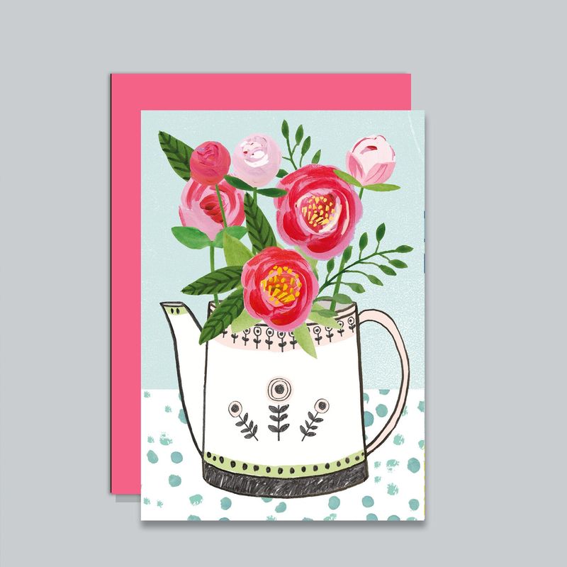 Peonies In A Teapot Card