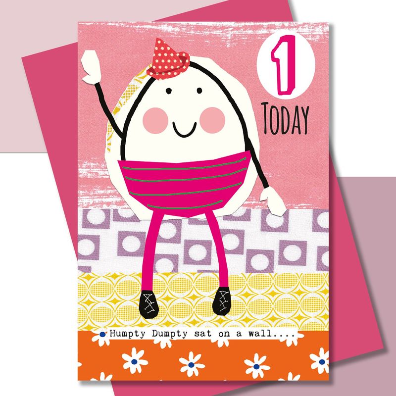 1st Birthday Humpty Dumpty - Girls Card