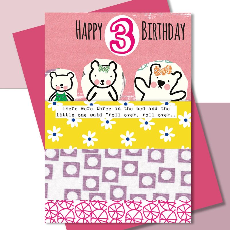 3rd Birthday Three Little Bears Girls Card