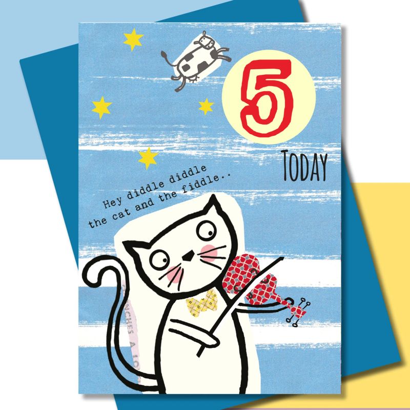 5th Birthday Cat & Fiddle Card