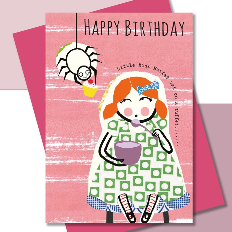 Little Miss Muffet Happy Birthday Card