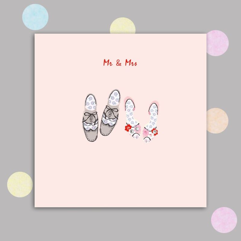 Wedding Card Mr and Mrs embellished with small gems
