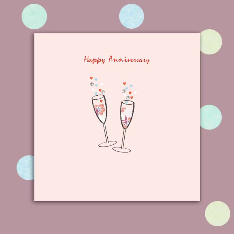 Happy Anniversary Card embellished with small gems