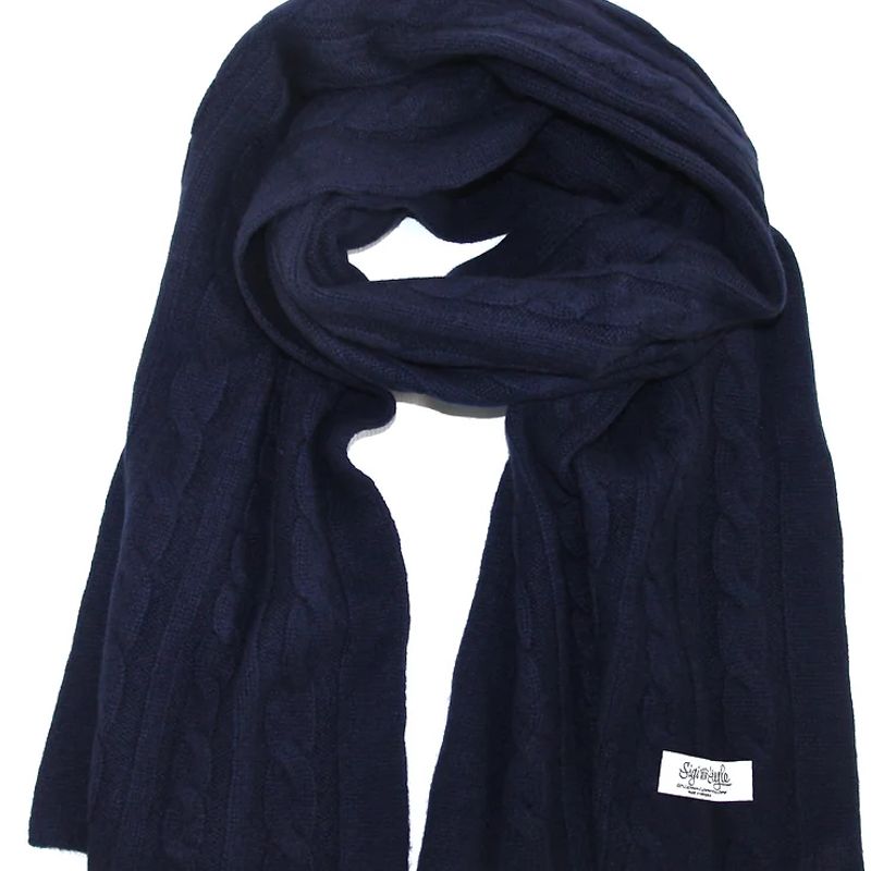 The Cable Scarf - Midnight Blue