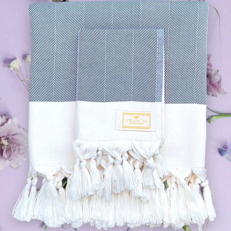 Luxury Mediterranean Series Organic Cotton Towel Set - Bluebell