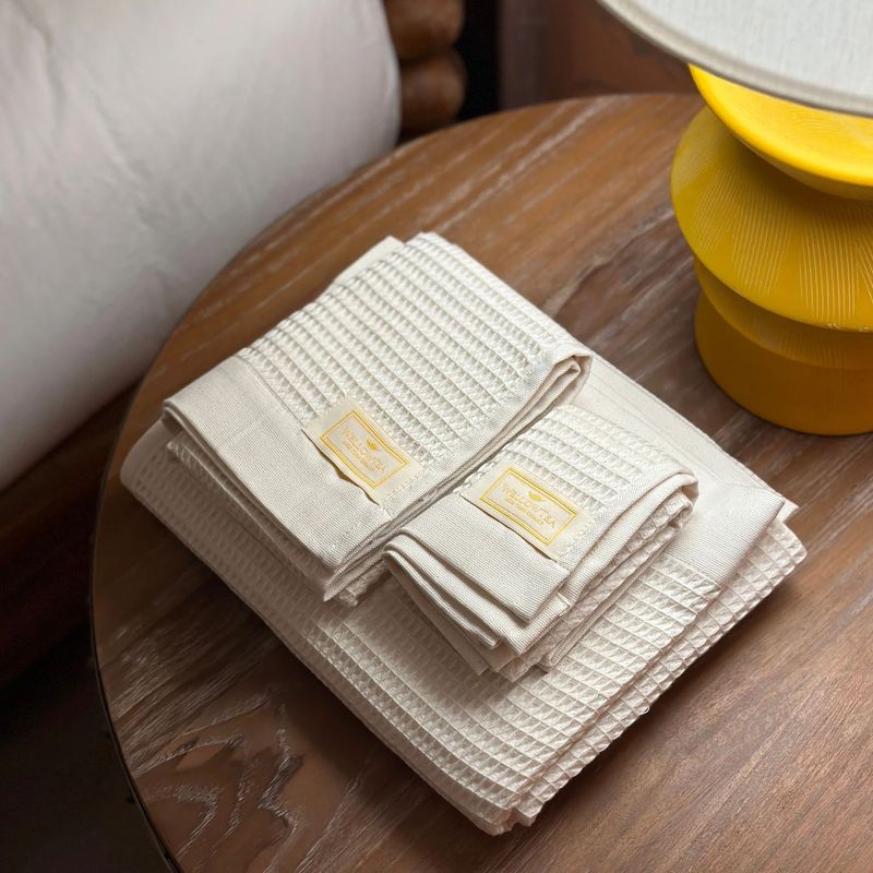Organic Cotton Waffle Towel Set - Ecru