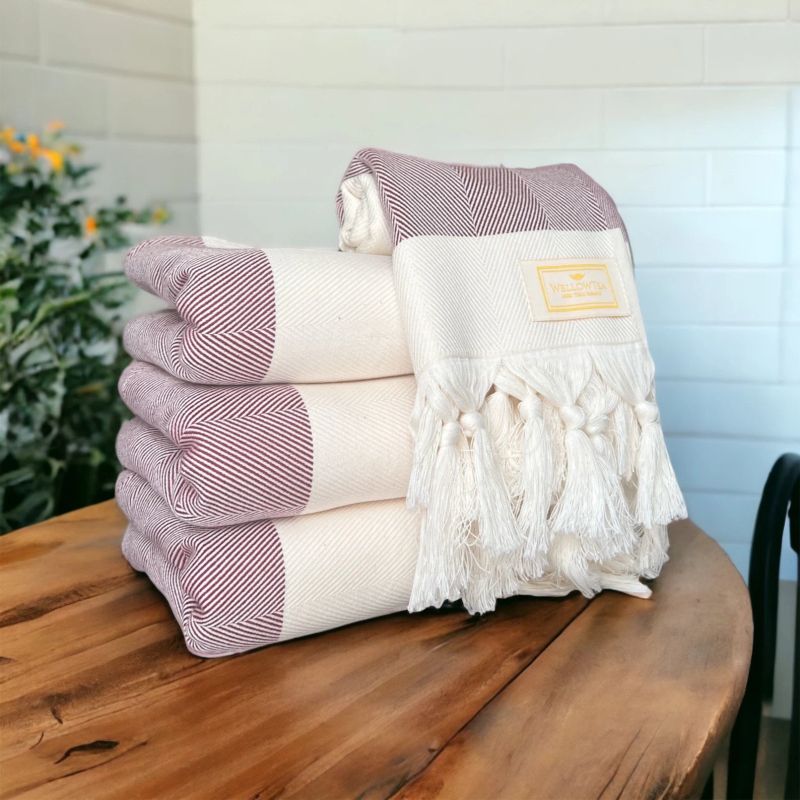Luxury Mediterranean Series Organic Cotton Towel Set- Claret