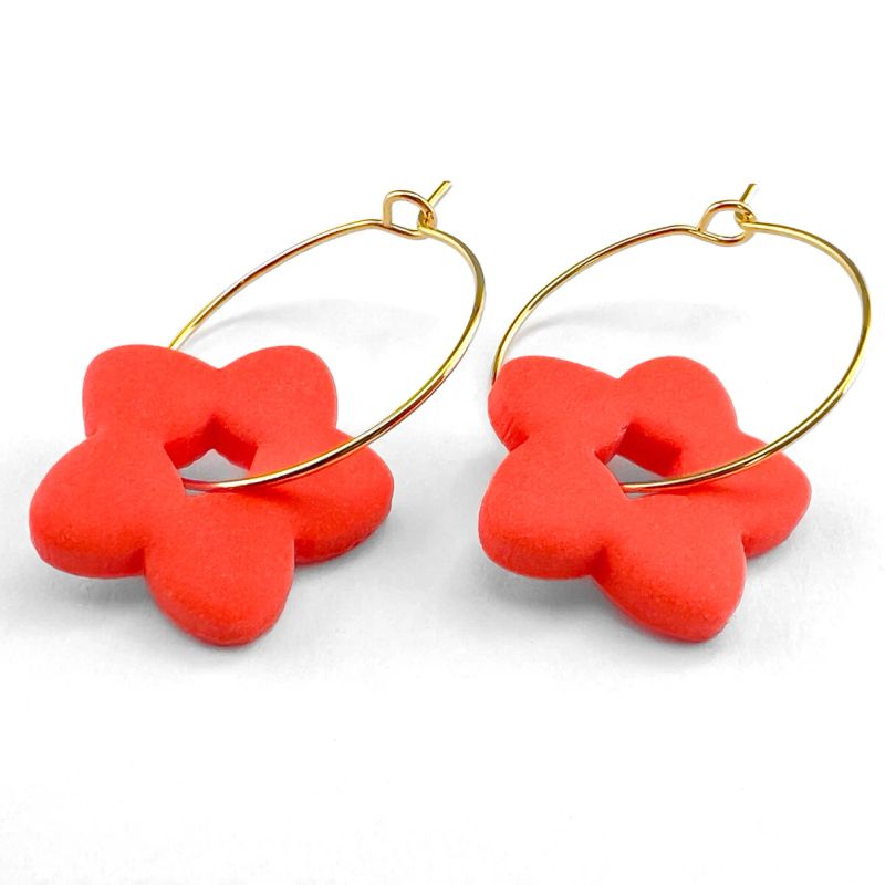 60s Flower Power Earrings in Orange