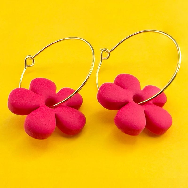 60s Flower Power Earrings in Pink