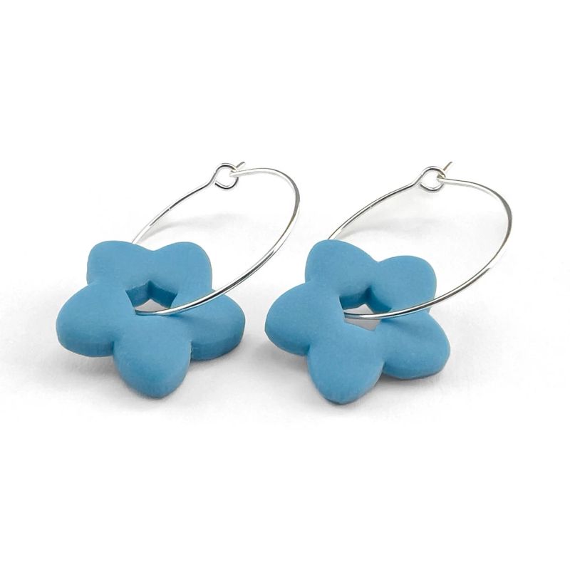 60s Flower Power Earrings in Blue