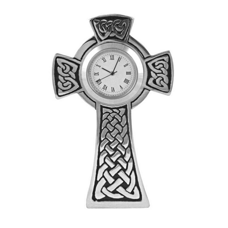 Celtic Cross Pewter Clock 