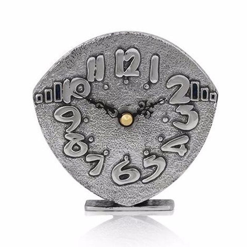 Bubble Number Pewter Clock 