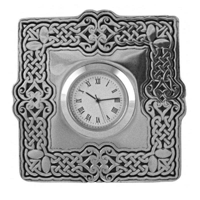 Celtic Square Pewter Clock 